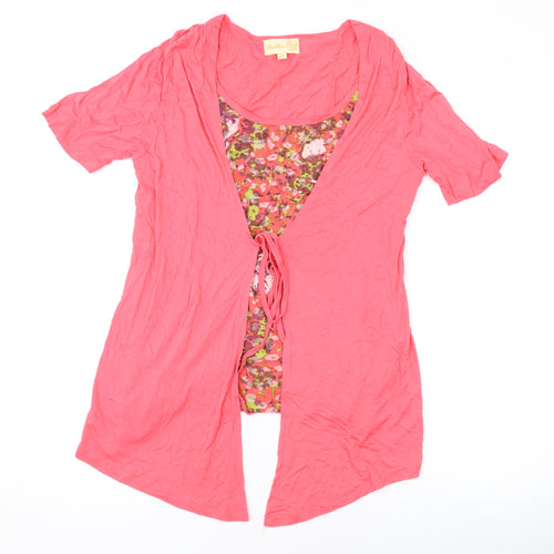 Rosa Benini Womens Pink Polyester Basic Blouse Size 12 V-Neck