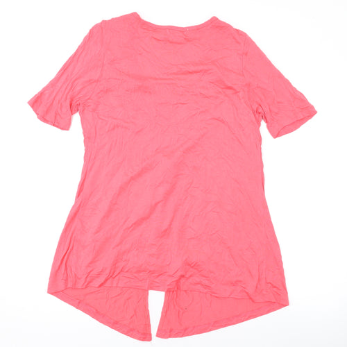 Rosa Benini Womens Pink Polyester Basic Blouse Size 12 V-Neck