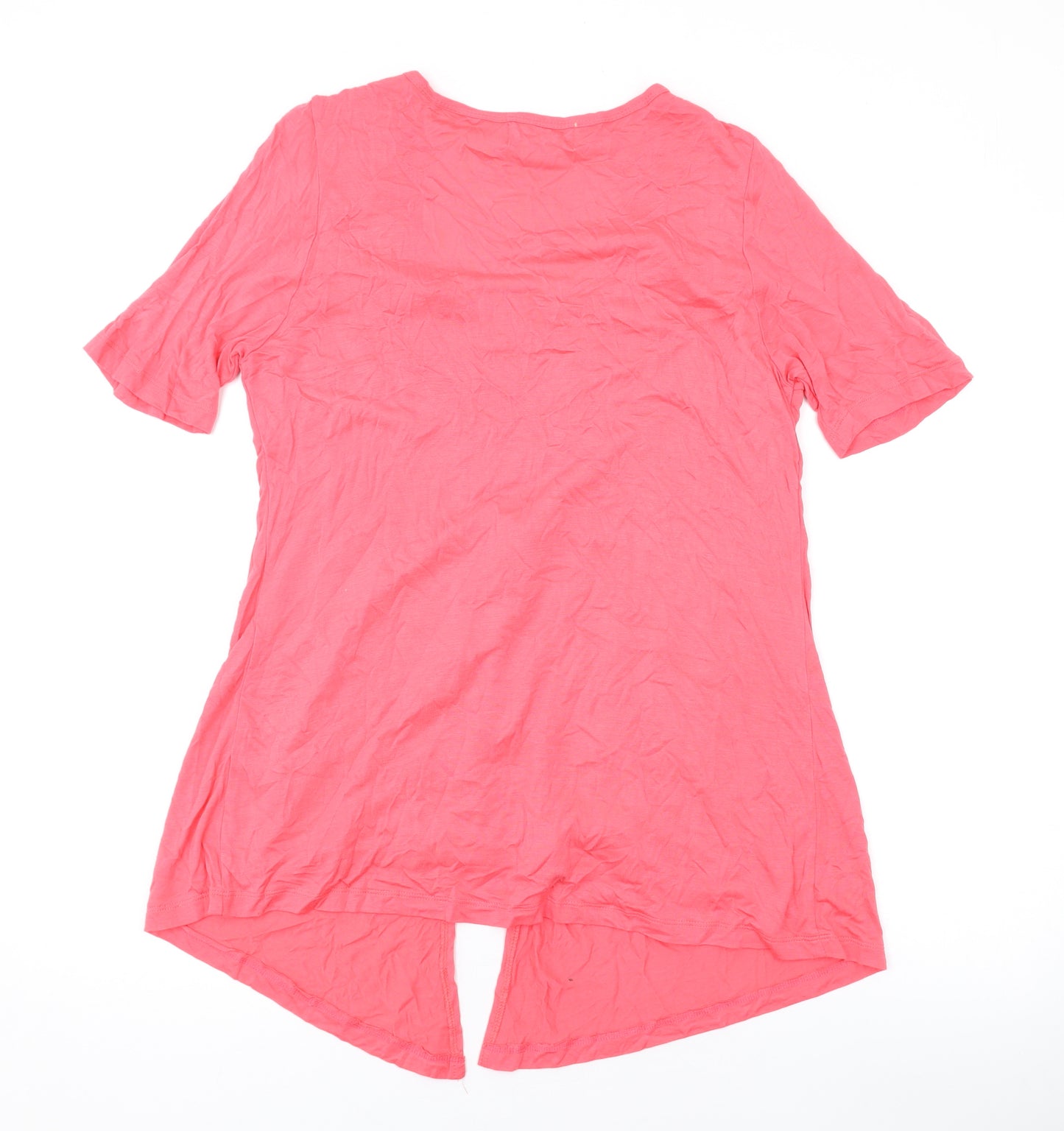 Rosa Benini Womens Pink Polyester Basic Blouse Size 12 V-Neck