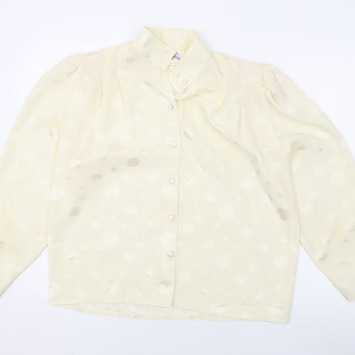 Peepers Womens Ivory Polka Dot Polyester Basic Button-Up Size 12 V-Neck