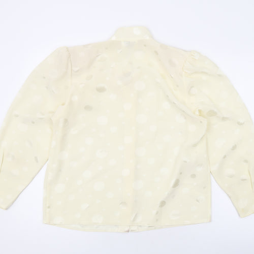 Peepers Womens Ivory Polka Dot Polyester Basic Button-Up Size 12 V-Neck