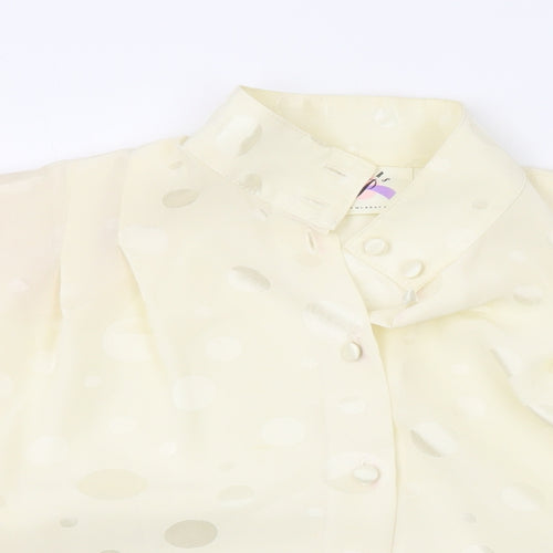 Peepers Womens Ivory Polka Dot Polyester Basic Button-Up Size 12 V-Neck
