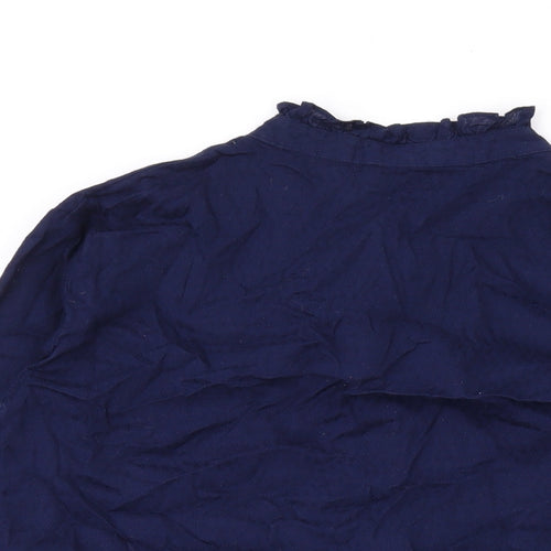 River Island Womens Blue Cotton Basic Button-Up Size 8 Round Neck