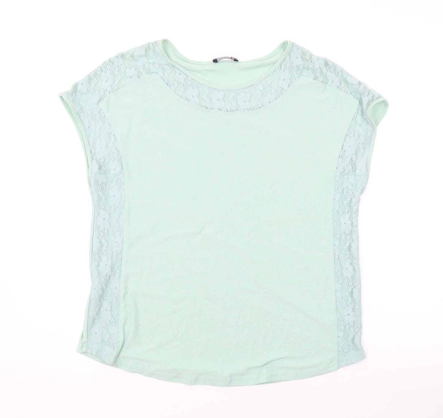 Klass Womens Green Polyester Basic T-Shirt Size M Round Neck