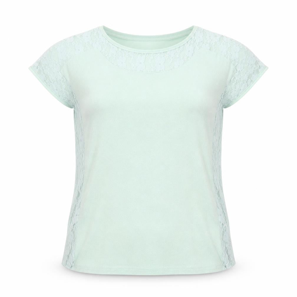Klass Womens Green Polyester Basic T-Shirt Size M Round Neck
