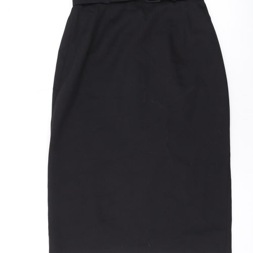 Marks and Spencer Womens Black Polyester Straight & Pencil Skirt Size 12 Zip