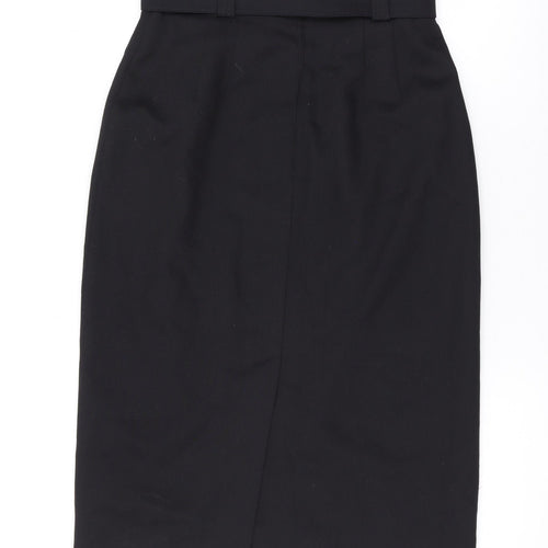 Marks and Spencer Womens Black Polyester Straight & Pencil Skirt Size 12 Zip