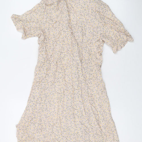 Urban Outfitters Womens Beige Floral Viscose A-Line Size M V-Neck Button