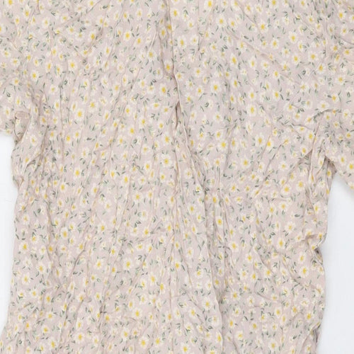 Urban Outfitters Womens Beige Floral Viscose A-Line Size M V-Neck Button