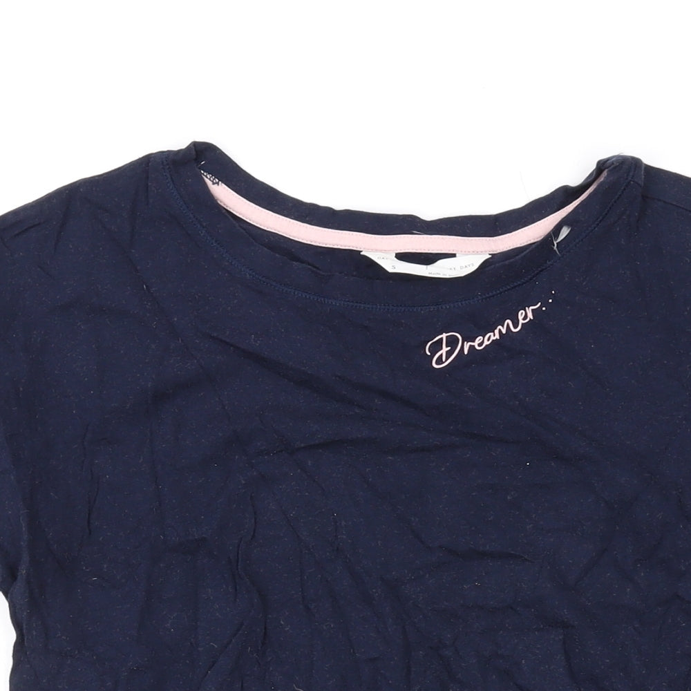 Marks and Spencer Womens Blue Solid Cotton Top Pyjama Top Size S