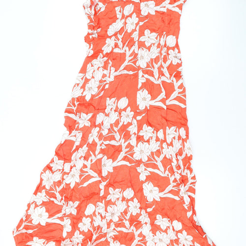 Zara Womens Red Floral Viscose A-Line Size XS Square Neck Pullover