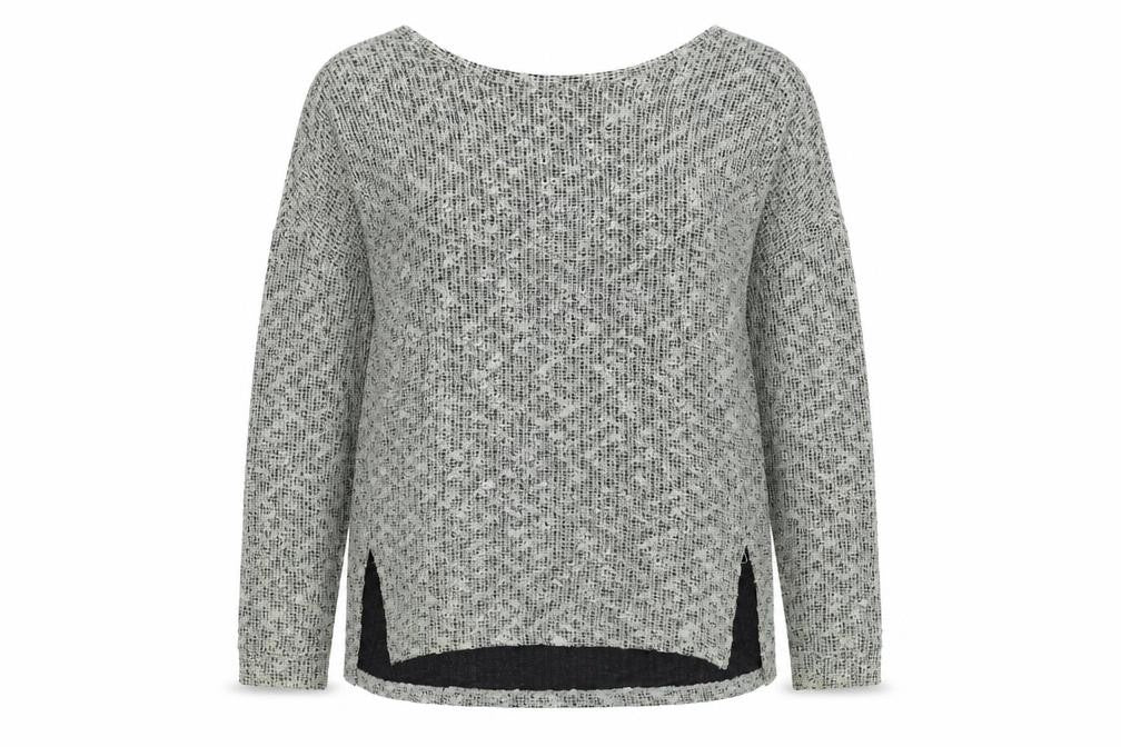 Front view of Next women’s green boat neck polyester jumper, size UK 16