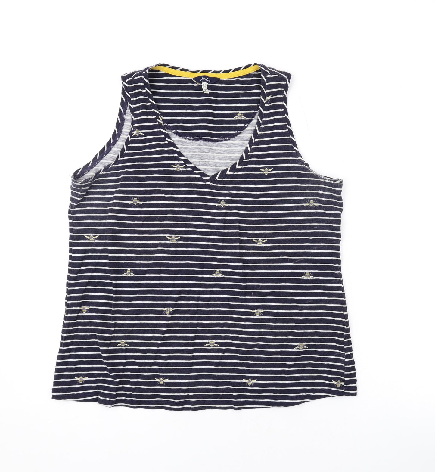 Joules Womens Blue Striped Cotton Basic Tank Size 14 Scoop Neck