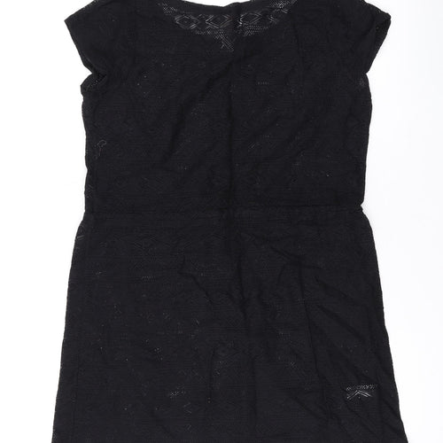Ocean Club Womens Black Geometric Cotton Cover Up Size 10