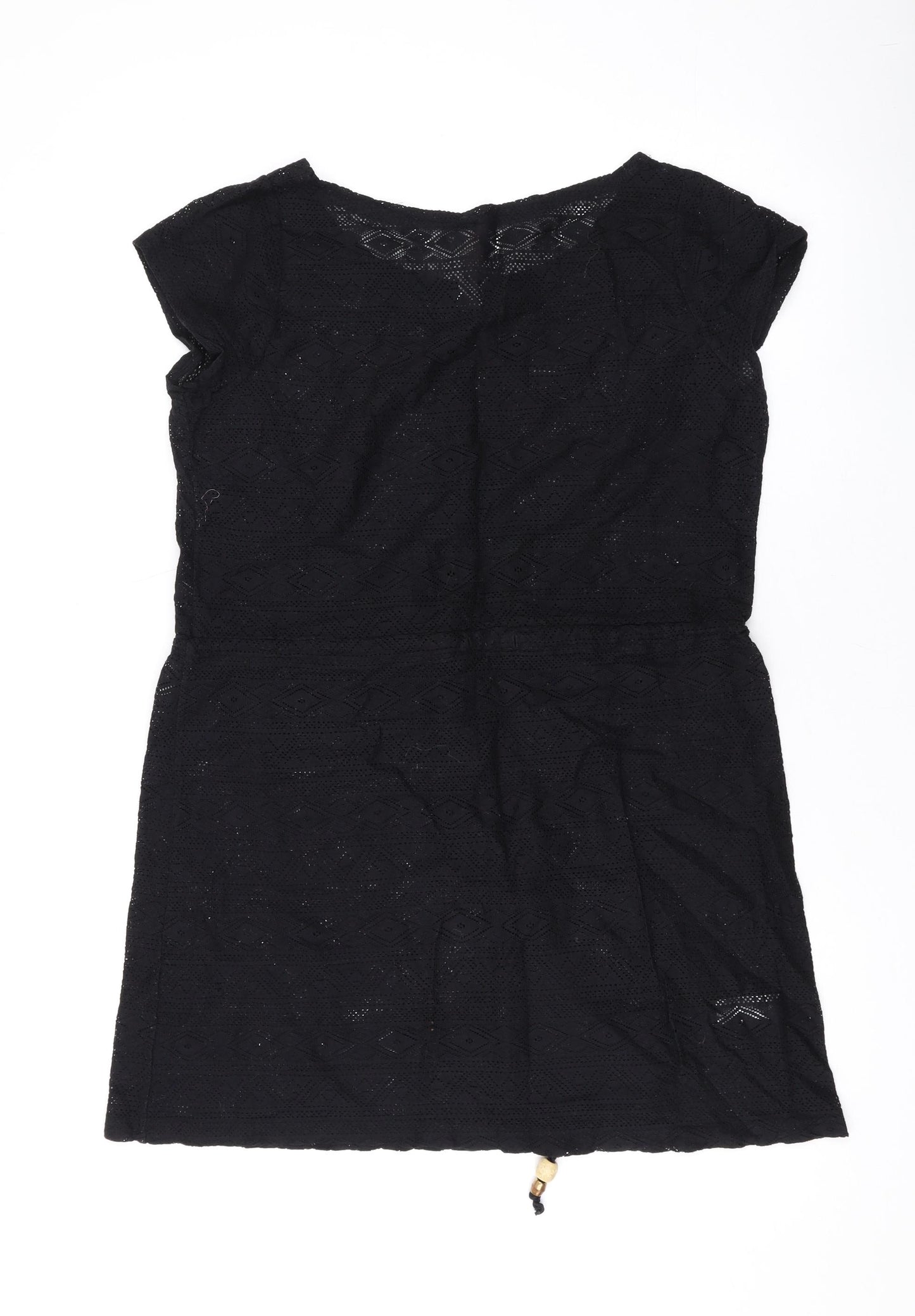 Ocean Club Womens Black Geometric Cotton Cover Up Size 10
