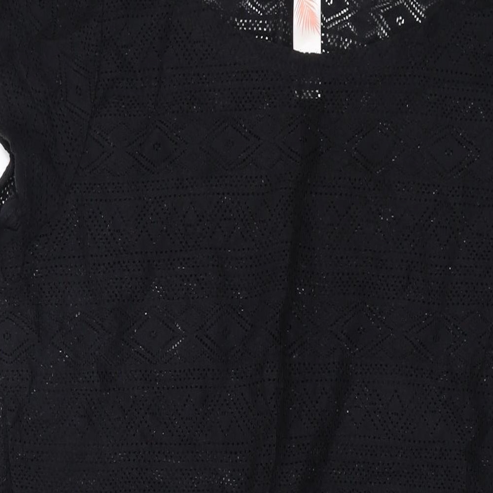 Ocean Club Womens Black Geometric Cotton Cover Up Size 10
