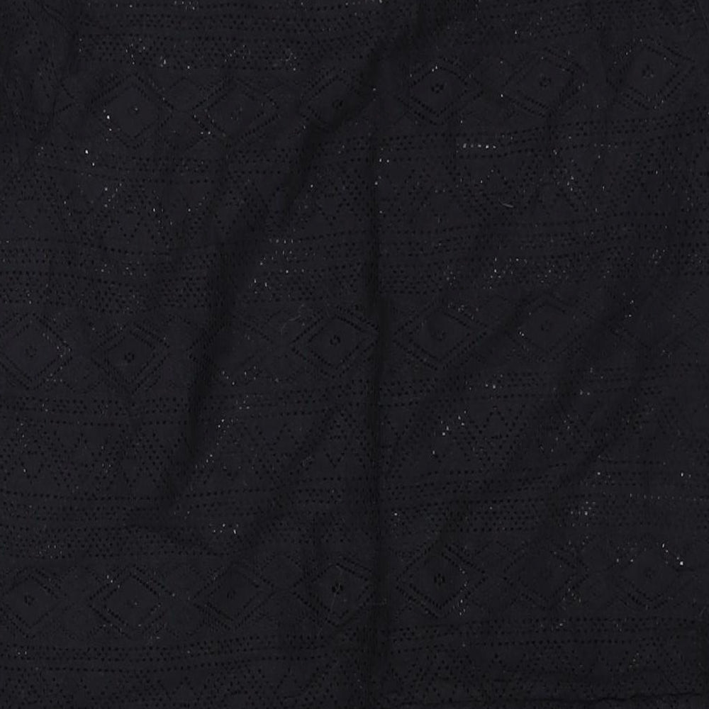 Ocean Club Womens Black Geometric Cotton Cover Up Size 10