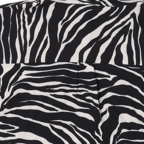 New Look Womens Black Animal Print Polyester Basic Button-Up Size 22 Collared
