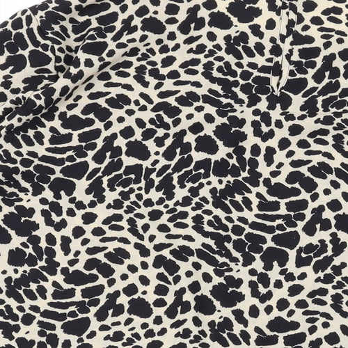 Marks and Spencer Womens Brown Animal Print Polyester Basic Blouse Size 2 Round Neck