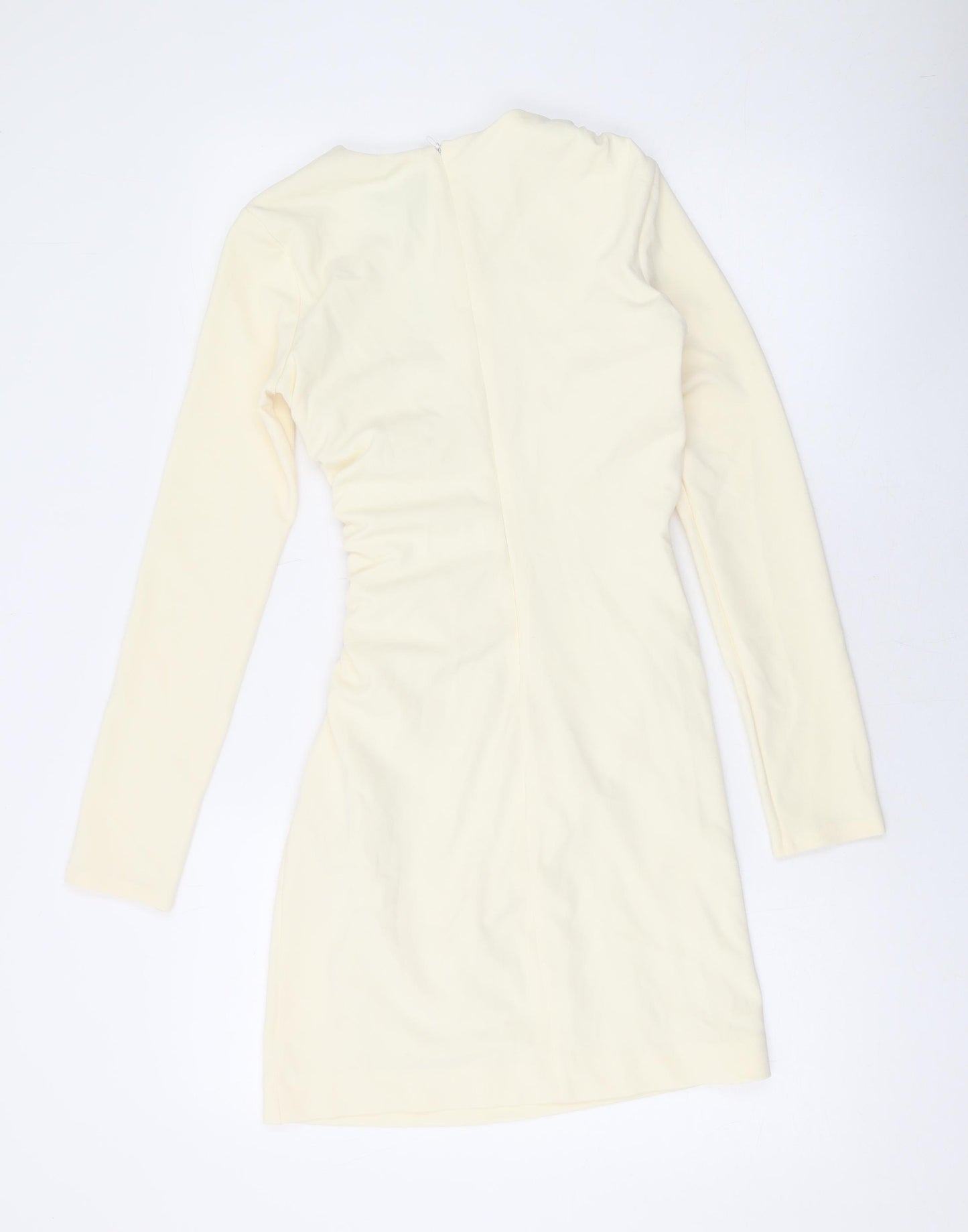 Zara Womens Beige Polyester A-Line Size XS Round Neck Zip