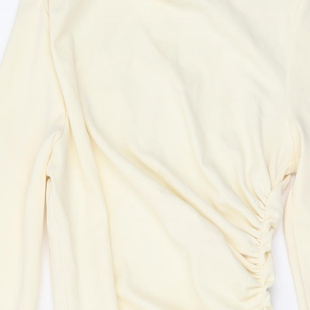 Zara Womens Beige Polyester A-Line Size XS Round Neck Zip