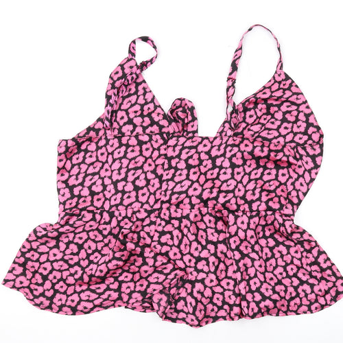 Club London Womens Pink Animal Print Polyester Camisole Tank Size 24 Collared