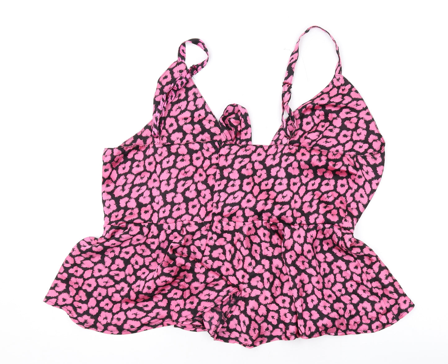 Club London Womens Pink Animal Print Polyester Camisole Tank Size 24 Collared
