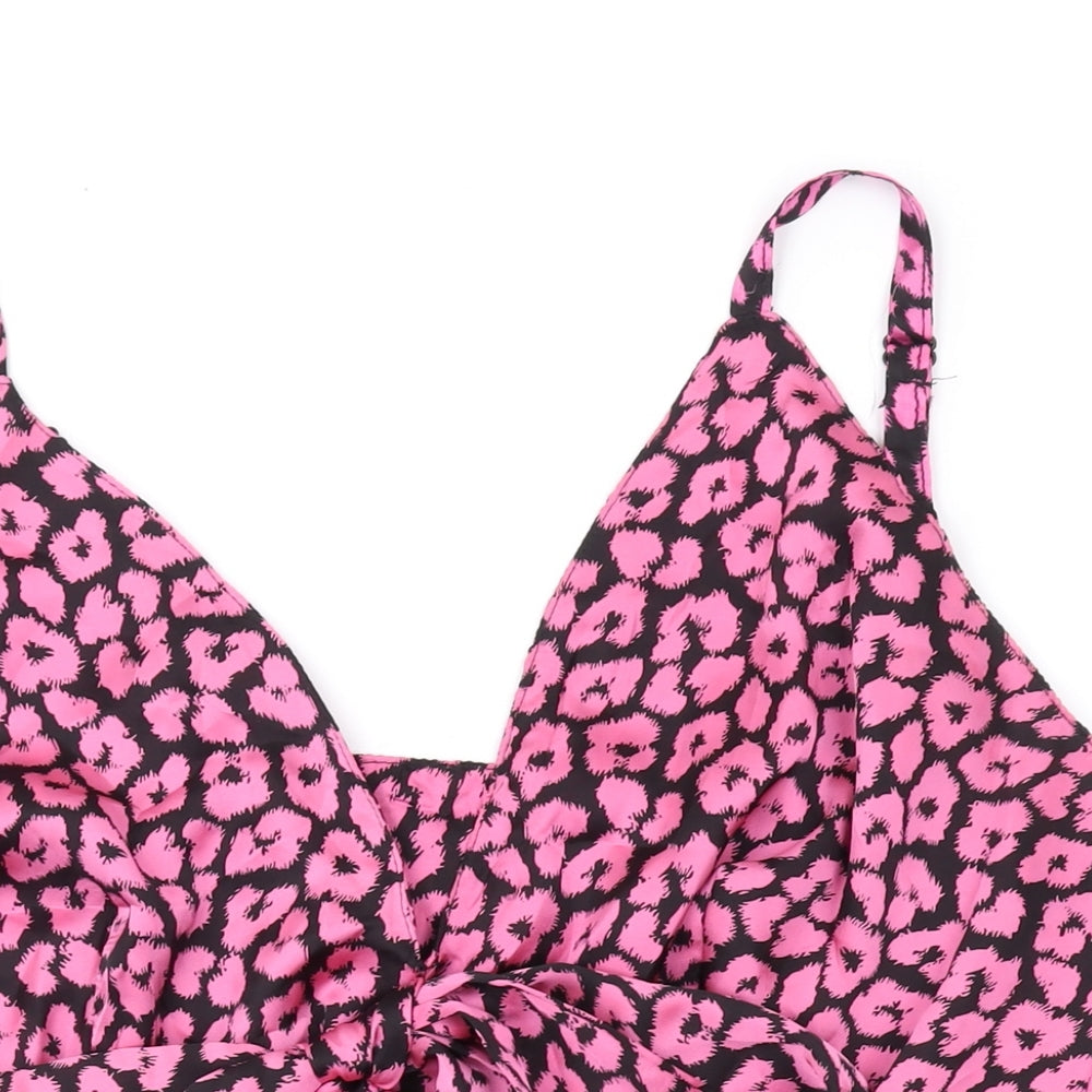Club London Womens Pink Animal Print Polyester Camisole Tank Size 24 Collared