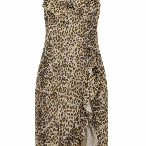 dusk Womens Brown Animal Print Polyester A-Line Size 12 Scoop Neck Zip