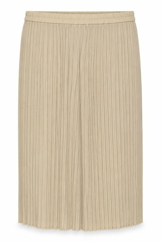 Front view of Richards women’s beige polyester pleated skirt, size UK 20, zip
