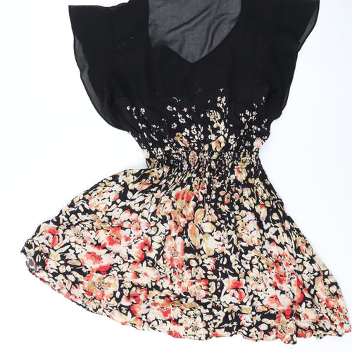 Kimchi Blue Womens Black Floral Rayon A-Line Size XS V-Neck Pullover
