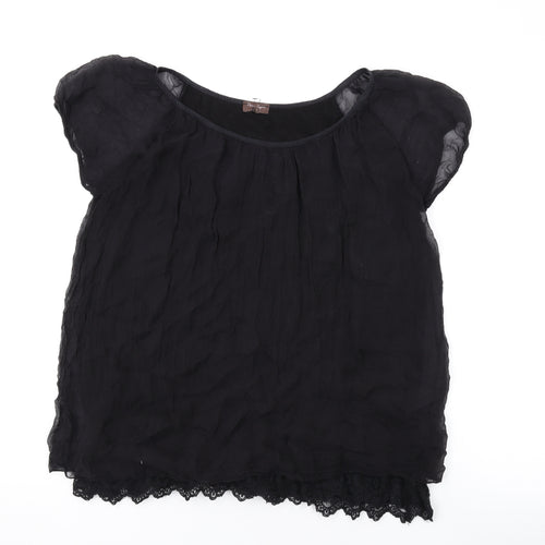 Phase Eight Womens Black Viscose Basic T-Shirt Size M Scoop Neck
