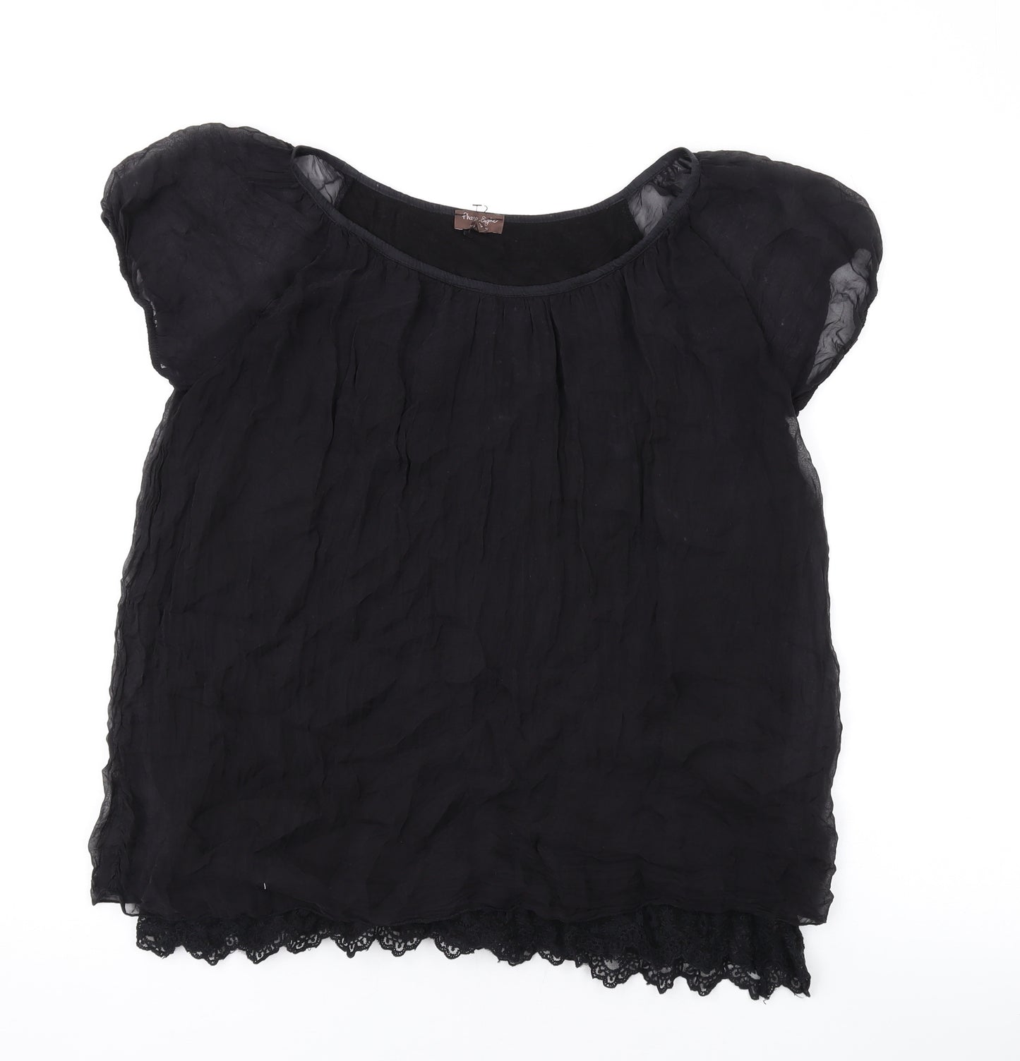 Phase Eight Womens Black Viscose Basic T-Shirt Size M Scoop Neck