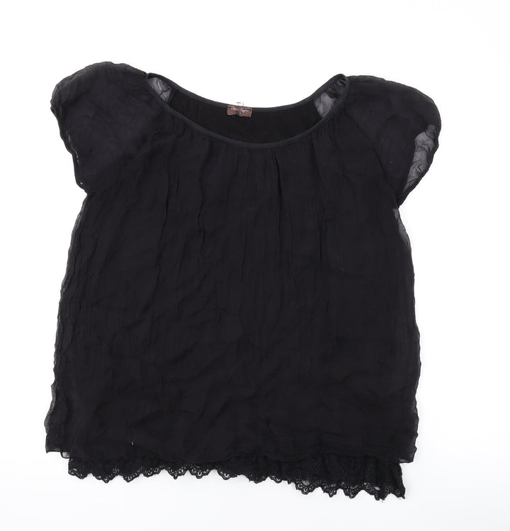 Phase Eight Womens Black Viscose Basic T-Shirt Size M Scoop Neck