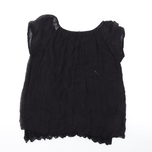 Phase Eight Womens Black Viscose Basic T-Shirt Size M Scoop Neck