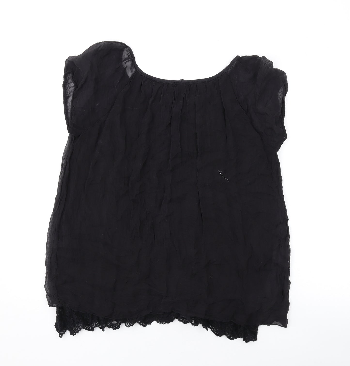 Phase Eight Womens Black Viscose Basic T-Shirt Size M Scoop Neck
