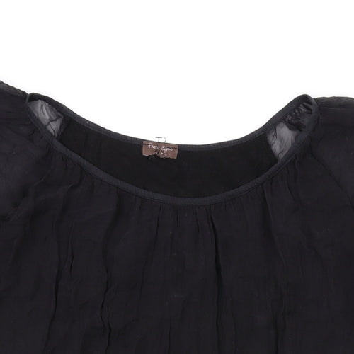 Phase Eight Womens Black Viscose Basic T-Shirt Size M Scoop Neck