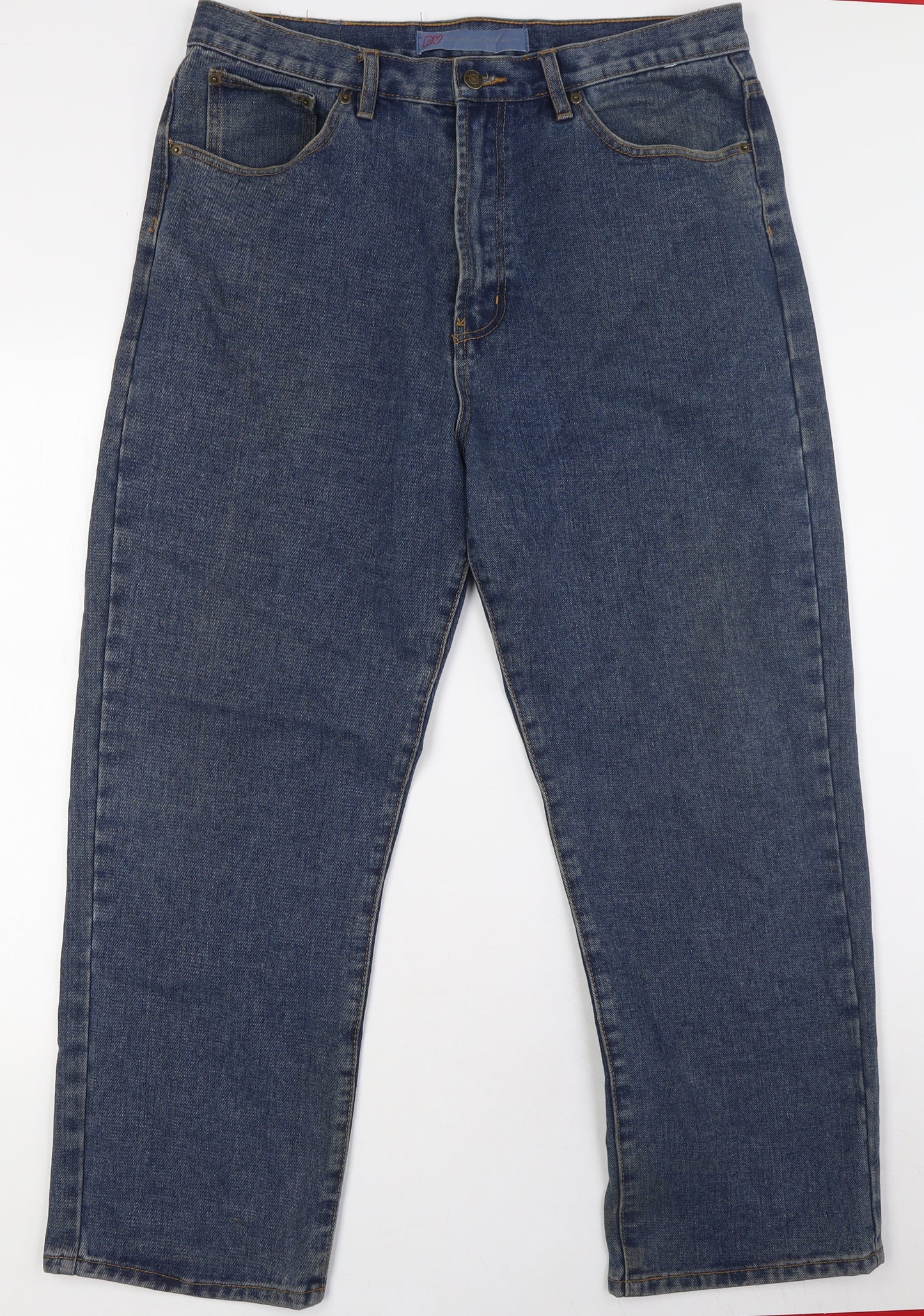 RV Mens Blue Cotton Straight Jeans Size 36 in L27 in Regular Zip