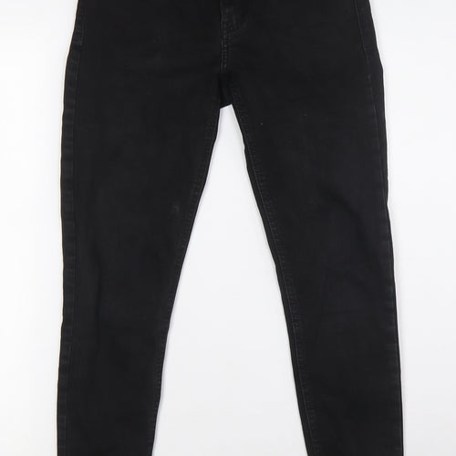 MNG Womens Black Cotton Skinny Jeans Size 8 L27 in Regular Zip - Raw Hem