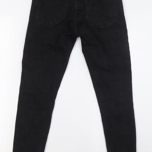 MNG Womens Black Cotton Skinny Jeans Size 8 L27 in Regular Zip - Raw Hem