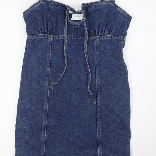 Urban Outfitters Womens Blue Cotton A-Line Size S Scoop Neck Zip