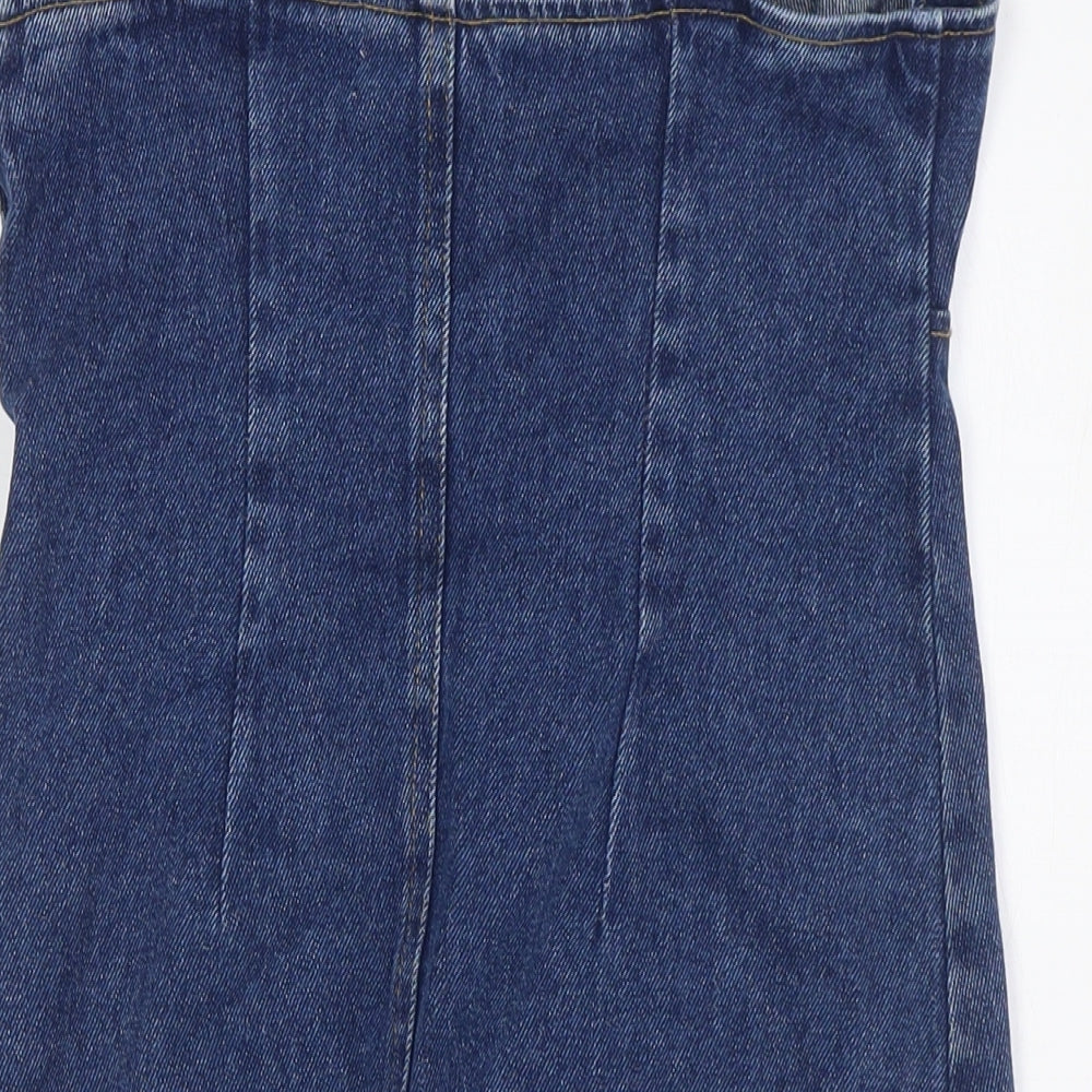 Urban Outfitters Womens Blue Cotton A-Line Size S Scoop Neck Zip