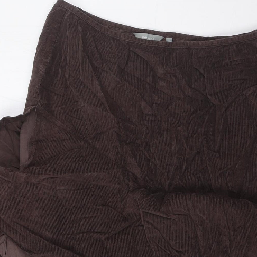 Per Una Womens Brown Chlorofibre A-Line Skirt Size 12 Zip