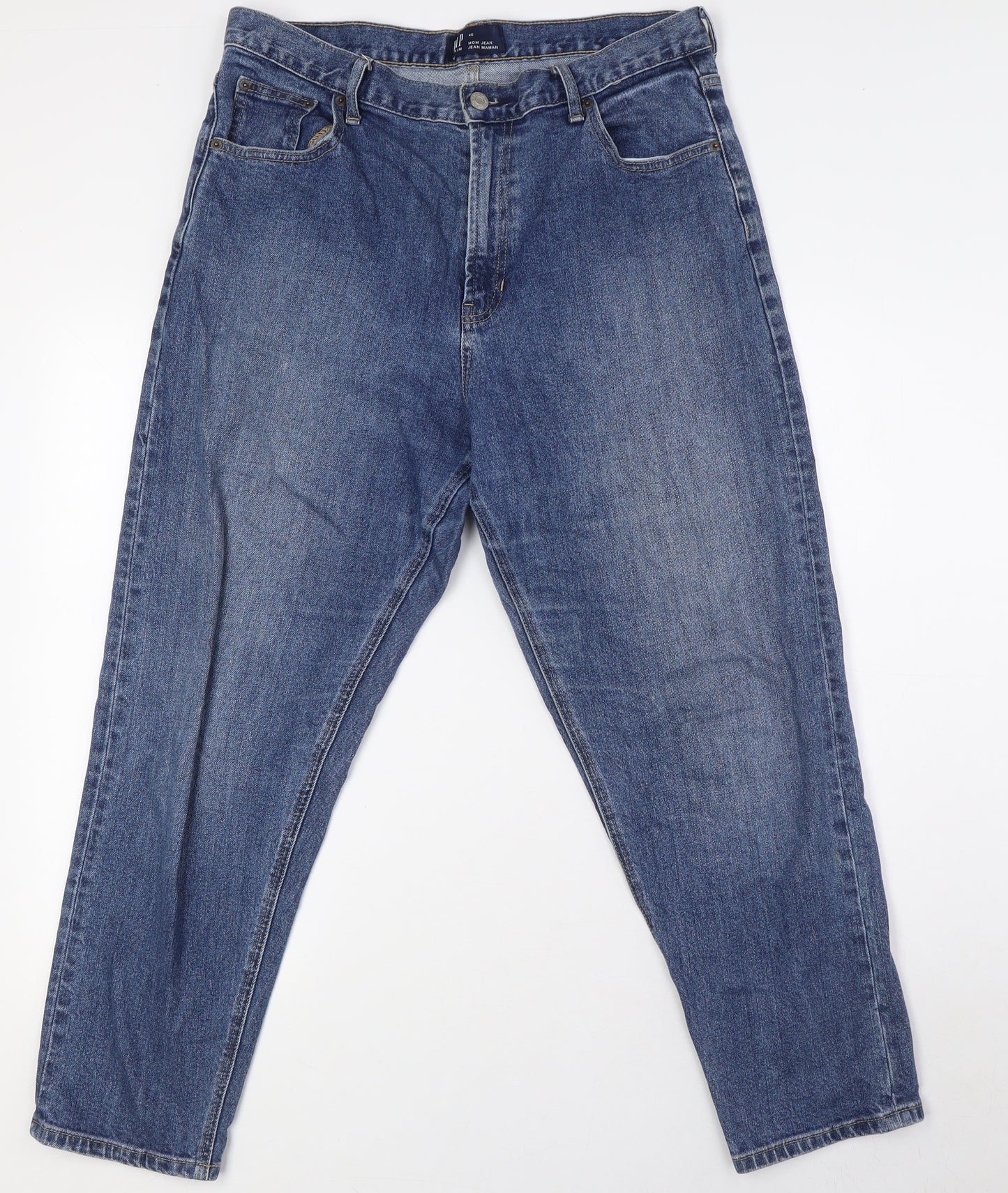 Gap Womens Blue Cotton Mom Jeans Size 18 L27 in Regular Zip