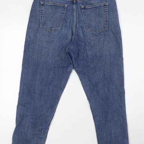 Gap Womens Blue Cotton Mom Jeans Size 18 L27 in Regular Zip
