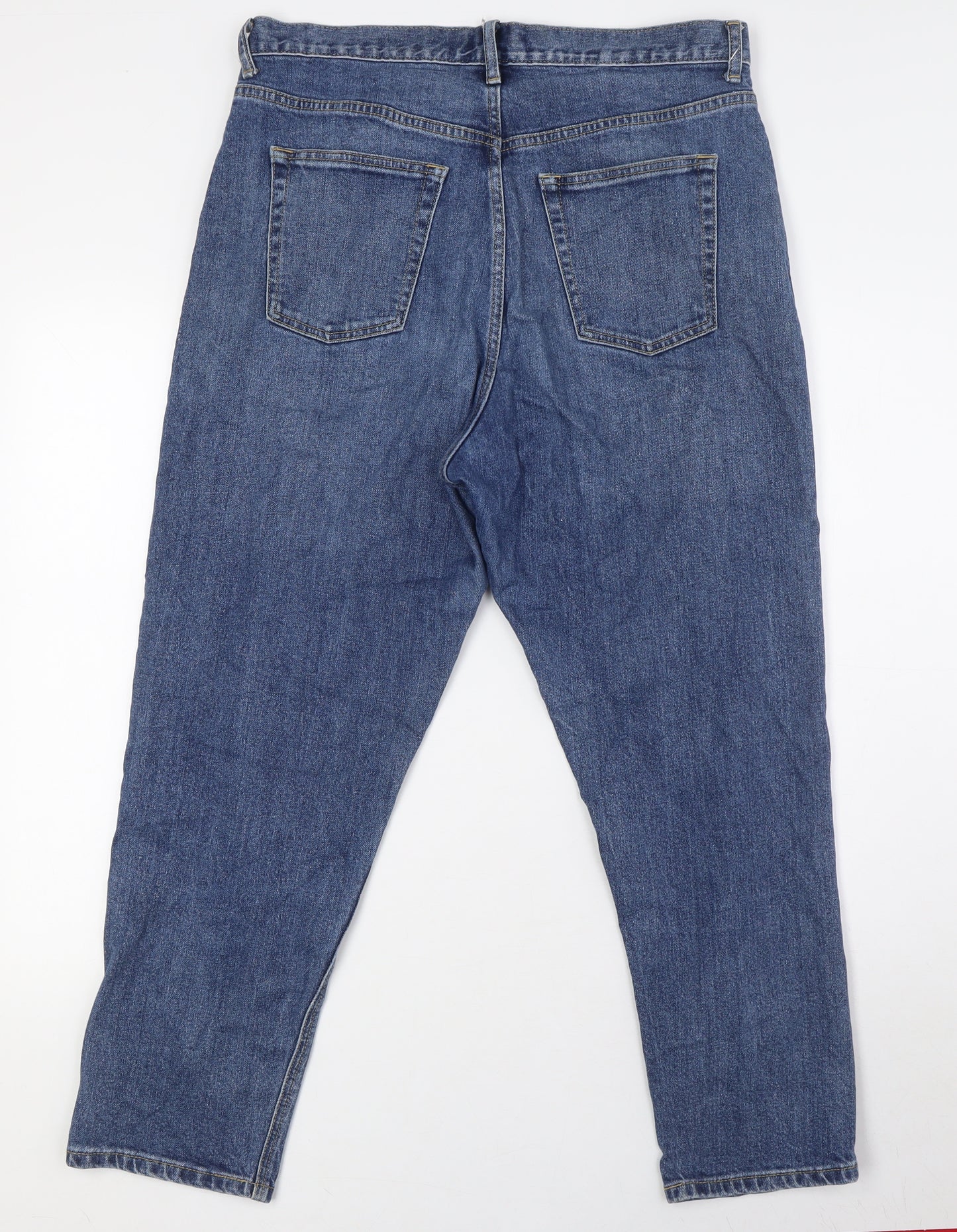 Gap Womens Blue Cotton Mom Jeans Size 18 L27 in Regular Zip