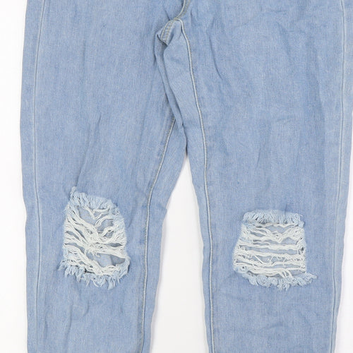 Boohoo Womens Blue Cotton Straight Jeans Size 8 L29 in Regular Zip