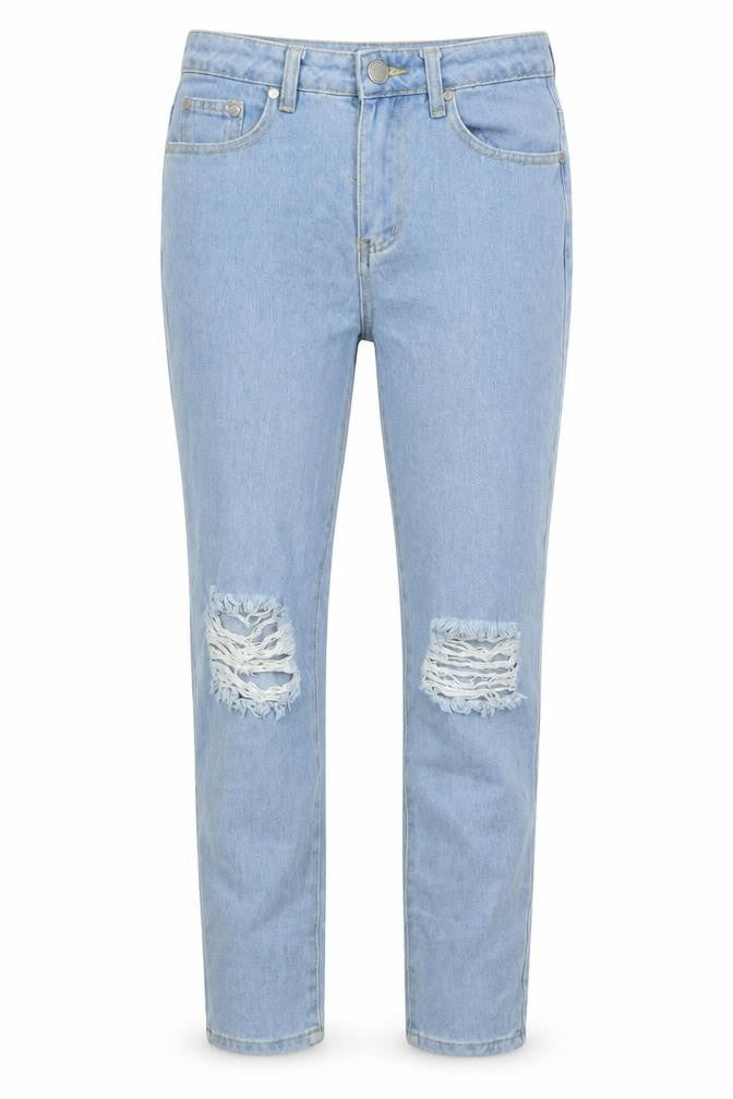 Boohoo Womens Blue Cotton Straight Jeans Size 8 L29 in Regular Zip