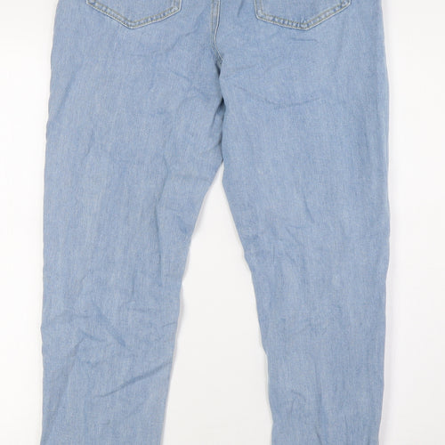 Boohoo Womens Blue Cotton Straight Jeans Size 8 L29 in Regular Zip