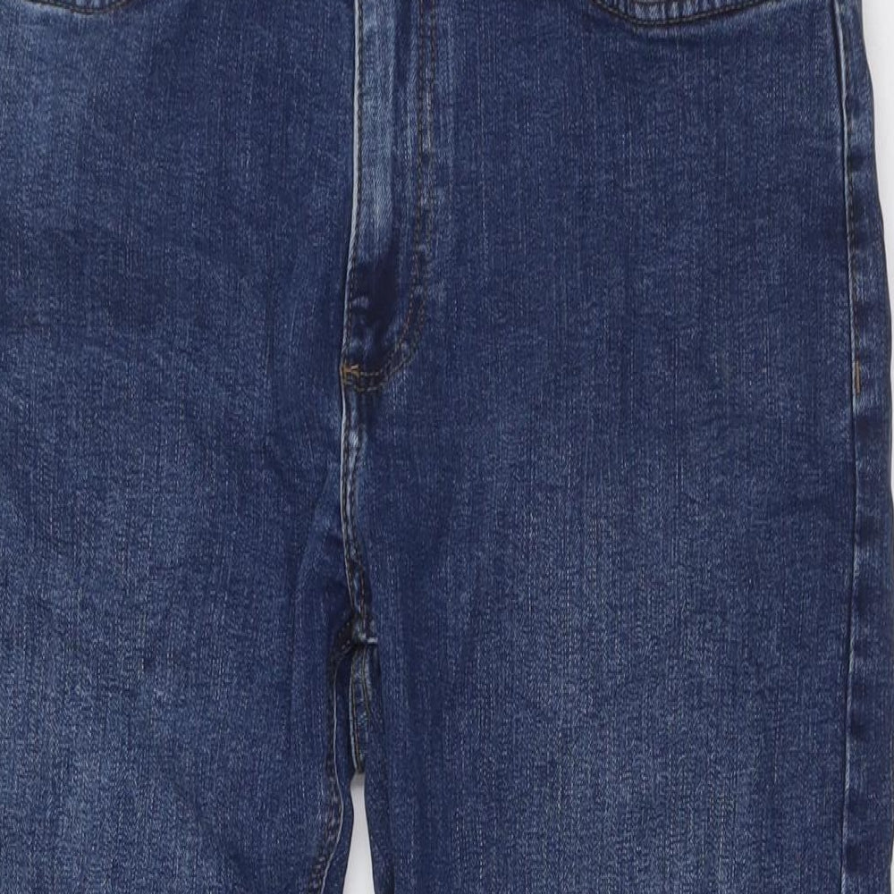 Marks and Spencer Mens Blue Cotton Straight Jeans Size 30 in L33 in Regular Zip